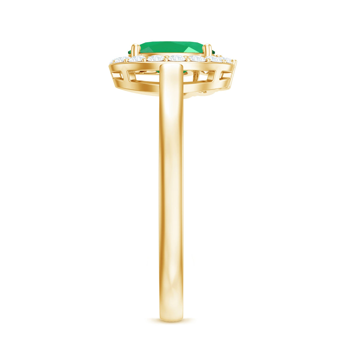 Natural Emerald Oval Engagement Ring with Diamond Halo