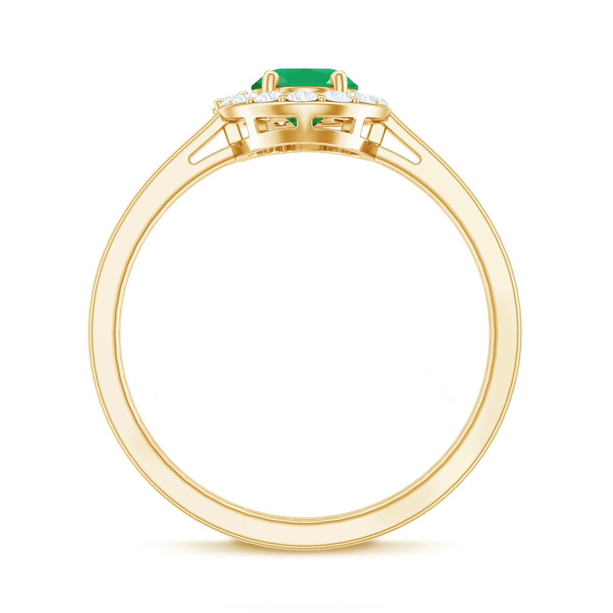 Natural Emerald Oval Engagement Ring with Diamond Halo