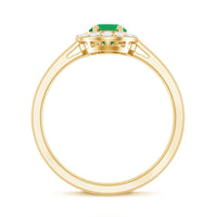 Natural Emerald Oval Engagement Ring with Diamond Halo