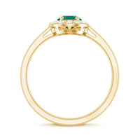 Classic 5X7 mm Oval Lab Grown Emerald Engagement Ring with Diamond Halo