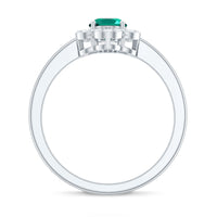 Certified Lab Grown Emerald Diamond Flower Engagement Ring With Diamonds
