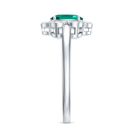 Certified Lab Grown Emerald Diamond Flower Engagement Ring With Diamonds