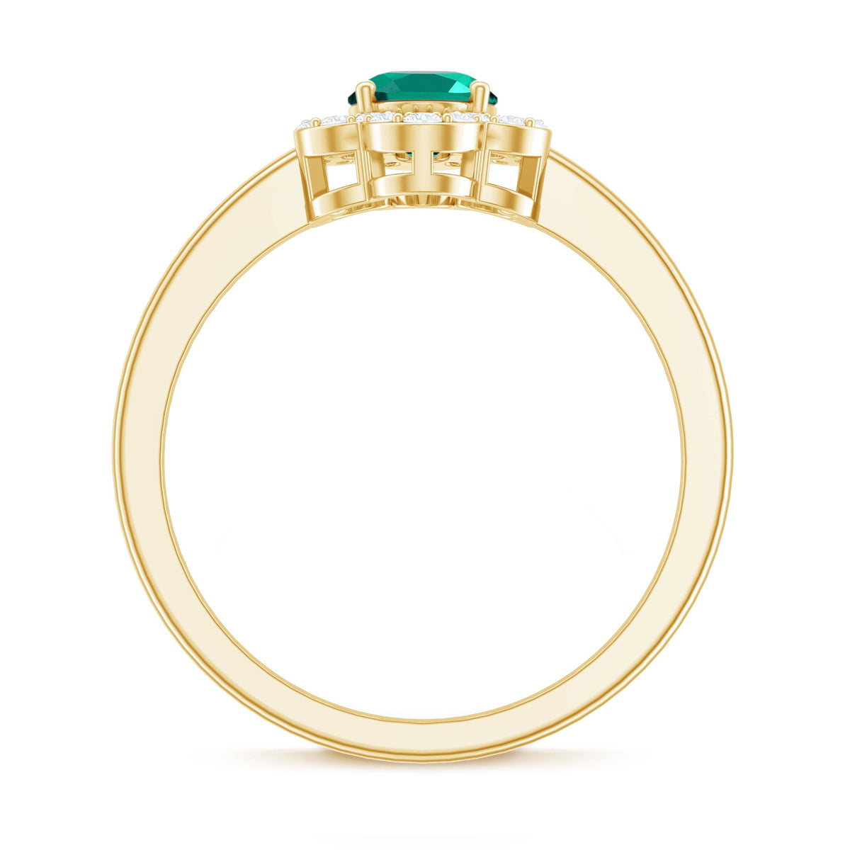 Certified Lab Grown Emerald Diamond Flower Engagement Ring With Diamonds