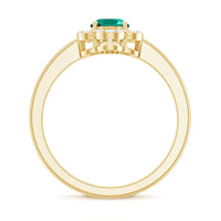 Certified Lab Grown Emerald Diamond Flower Engagement Ring With Diamonds