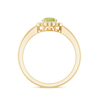 Natural 1 Carat Peridot Flower Engagement Ring with Diamond