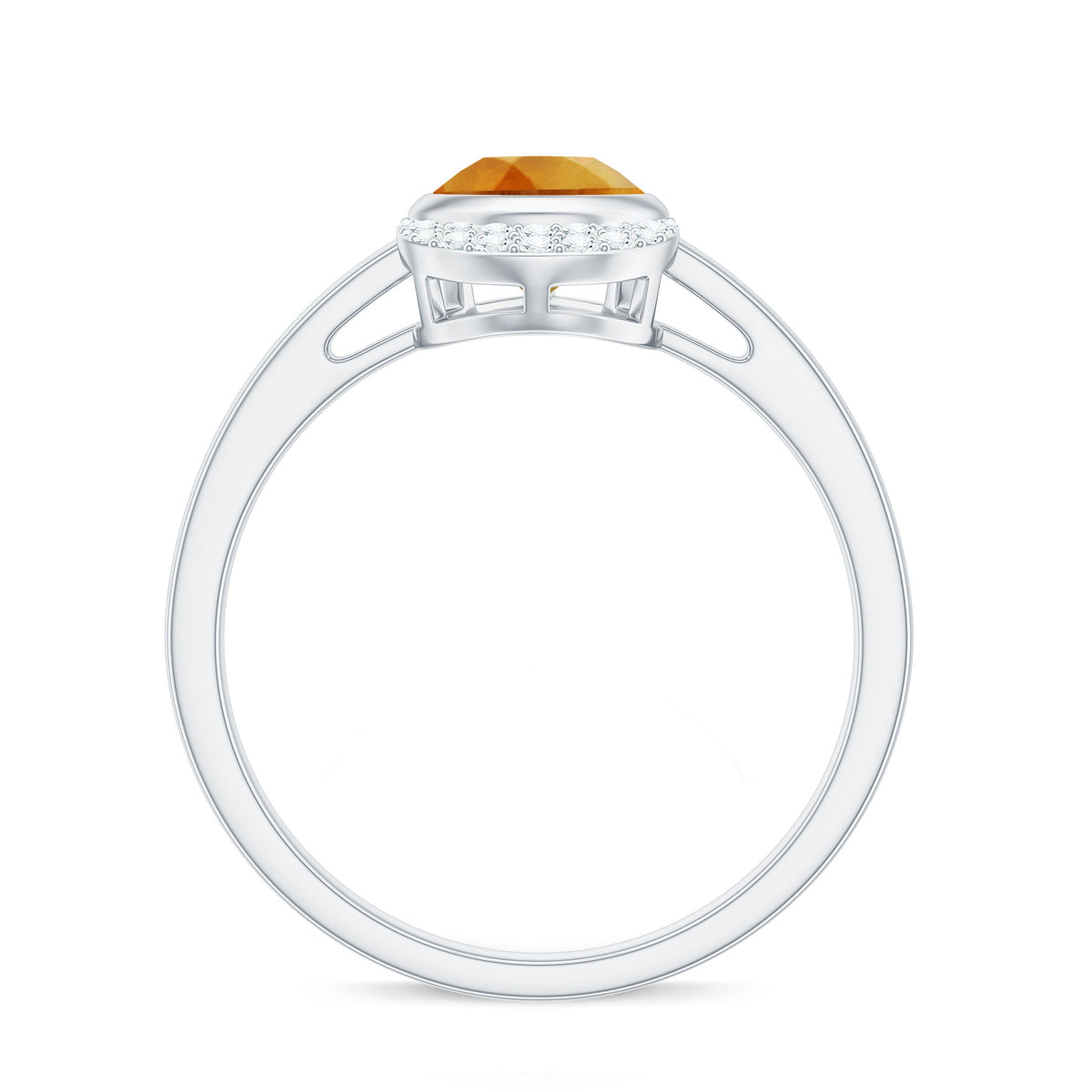 Real 6X8mm Citrine Teardrop Engagement Ring with Diamond