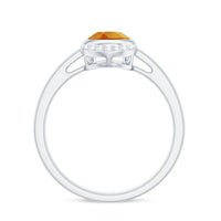 Real 6X8mm Citrine Teardrop Engagement Ring with Diamond