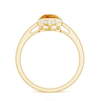 Real 6X8mm Citrine Teardrop Engagement Ring with Diamond