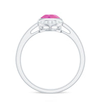 Classic Pink Tourmaline Teardrop Engagement Ring with Diamond