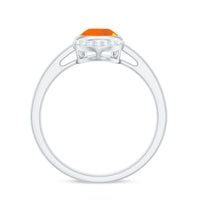 Bezel Set Fire Opal Teardrop Cocktail Engagement Ring with Diamond Accent