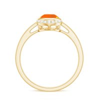 Bezel Set Fire Opal Teardrop Cocktail Engagement Ring with Diamond Accent