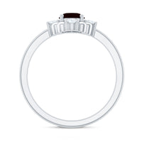 Vintage Inspired 6X8mm Garnet Oval Engagement Ring with Diamond