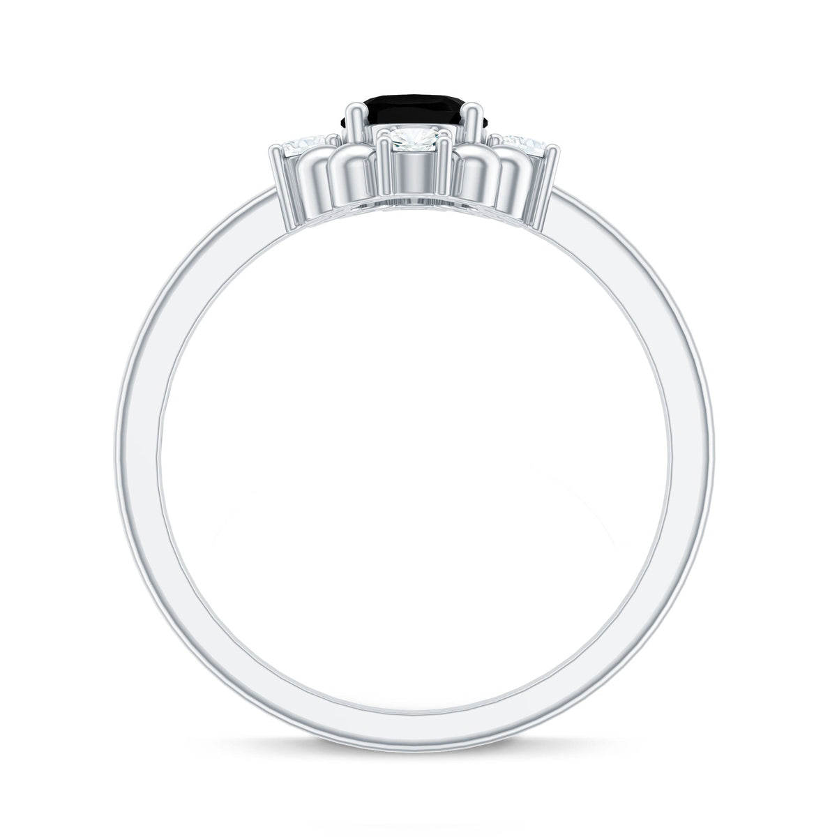 Certified 1.9 Carat Oval Lab Grown Black Diamond Engagement Ring with White Diamond
