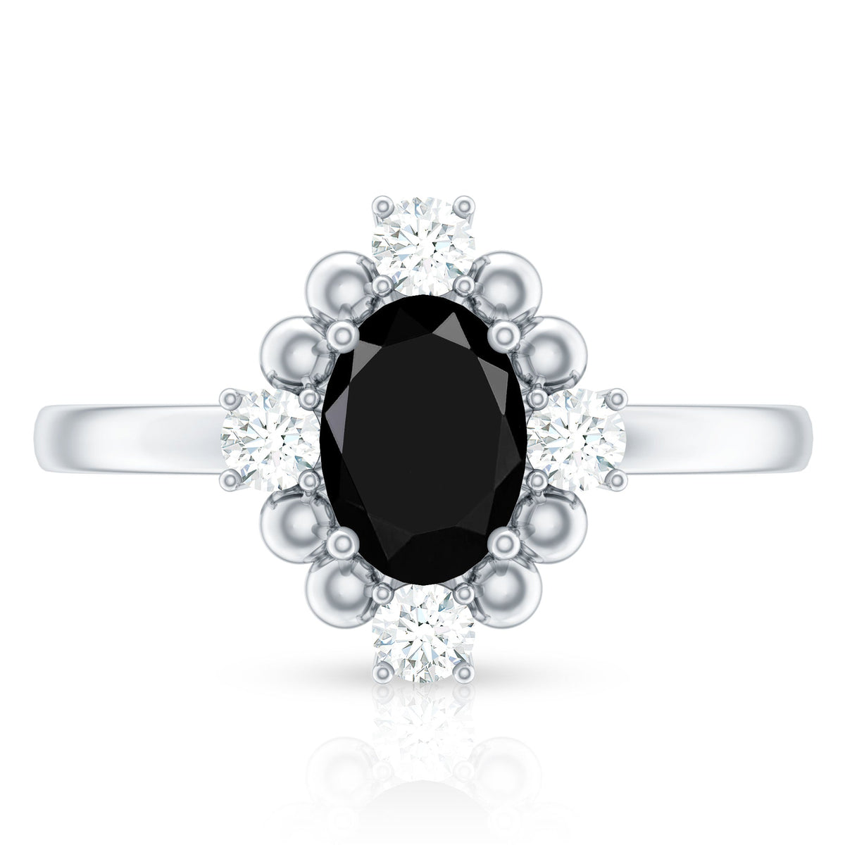 Certified 1.9 Carat Oval Lab Grown Black Diamond Engagement Ring with White Diamond