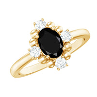 Certified 1.9 Carat Oval Lab Grown Black Diamond Engagement Ring with White Diamond