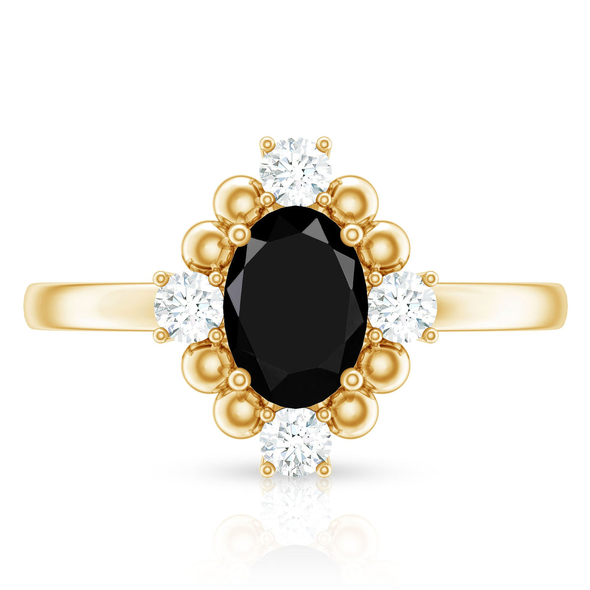 Certified 1.9 Carat Oval Lab Grown Black Diamond Engagement Ring with White Diamond
