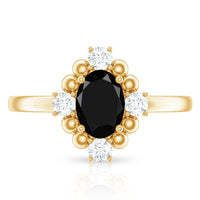 Certified 1.9 Carat Oval Lab Grown Black Diamond Engagement Ring with White Diamond