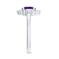 Genuine 1 Carat Oval Amethyst Engagement Ring with Diamond