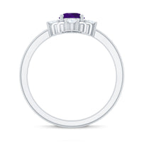 Genuine 1 Carat Oval Amethyst Engagement Ring with Diamond