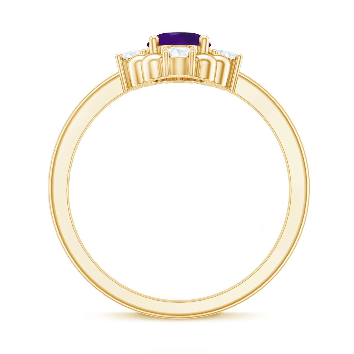 Genuine 1 Carat Oval Amethyst Engagement Ring with Diamond