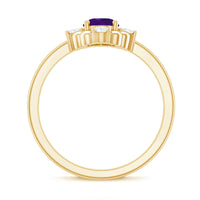 Genuine 1 Carat Oval Amethyst Engagement Ring with Diamond