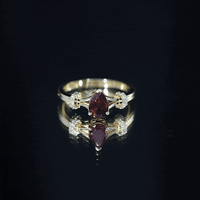 Certified Real 0.8 Carat Garnet Pear Shaped Engagement Ring with Diamond