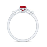 Real 0.8 Carat Ruby Pear Shaped Engagement Ring with Diamond