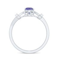 Natural Pear Shape Tanzanite Diamond Engagement Ring with Split Shank