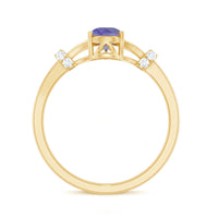 Natural Pear Shape Tanzanite Diamond Engagement Ring with Split Shank