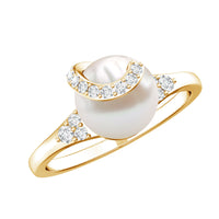 Natural 7.4 Carat Freshwater Pearl Engagement Ring with Diamond for Women