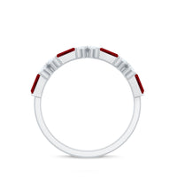 Marquise Cut Created Ruby and Moissanite Flower Half Eternity Ring