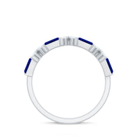 Marquise Cut Created Blue Sapphire and Moissanite Flower Half Eternity Ring