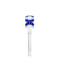 Marquise Cut Created Blue Sapphire and Moissanite Flower Half Eternity Ring