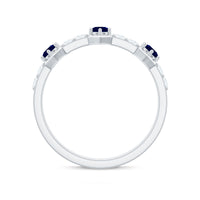 Real Blue Sapphire Half Eternity Ring with Diamond