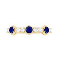 Real Blue Sapphire Half Eternity Ring with Diamond