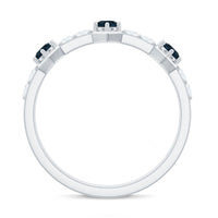 Certified London Blue Topaz Eternity Wedding Band with Diamond