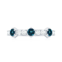 Certified London Blue Topaz Eternity Wedding Band with Diamond