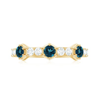 Certified London Blue Topaz Eternity Wedding Band with Diamond