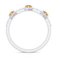 Genuine Citrine Diamond Half Eternity Ring for Anniversary