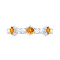 Genuine Citrine Diamond Half Eternity Ring for Anniversary