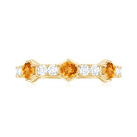 Genuine Citrine Diamond Half Eternity Ring for Anniversary