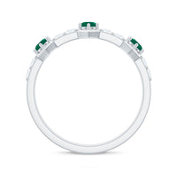 Natural Emerald and Diamond Half Eternity Ring