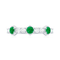 Natural Emerald and Diamond Half Eternity Ring