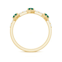 Natural Emerald and Diamond Half Eternity Ring