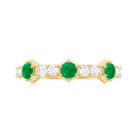 Natural Emerald and Diamond Half Eternity Ring