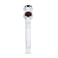 Real Red Garnet Diamond Half Eternity Ring for Anniversary
