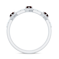 Real Red Garnet Diamond Half Eternity Ring for Anniversary