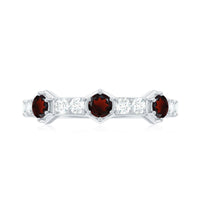 Real Red Garnet Diamond Half Eternity Ring for Anniversary
