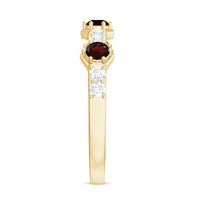 Real Red Garnet Diamond Half Eternity Ring for Anniversary