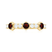 Real Red Garnet Diamond Half Eternity Ring for Anniversary